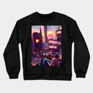 The City Eye with Sunset Busy Life Crewneck Sweatshirt